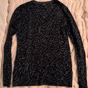 Lord & Taylor Black and Blue Merino Sweater